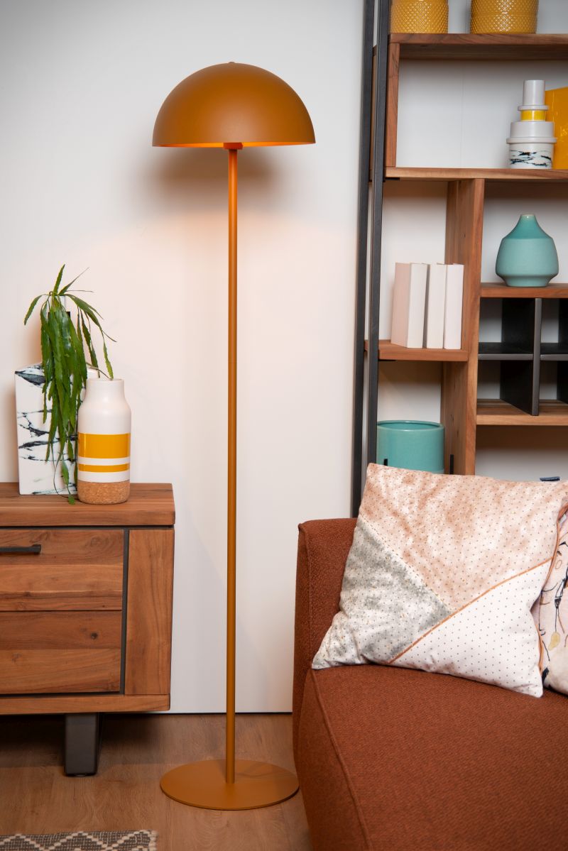 Lucide SIEMON - Stojacia lampa - Ø 35 cm - 1xE27 - Okrová žltá